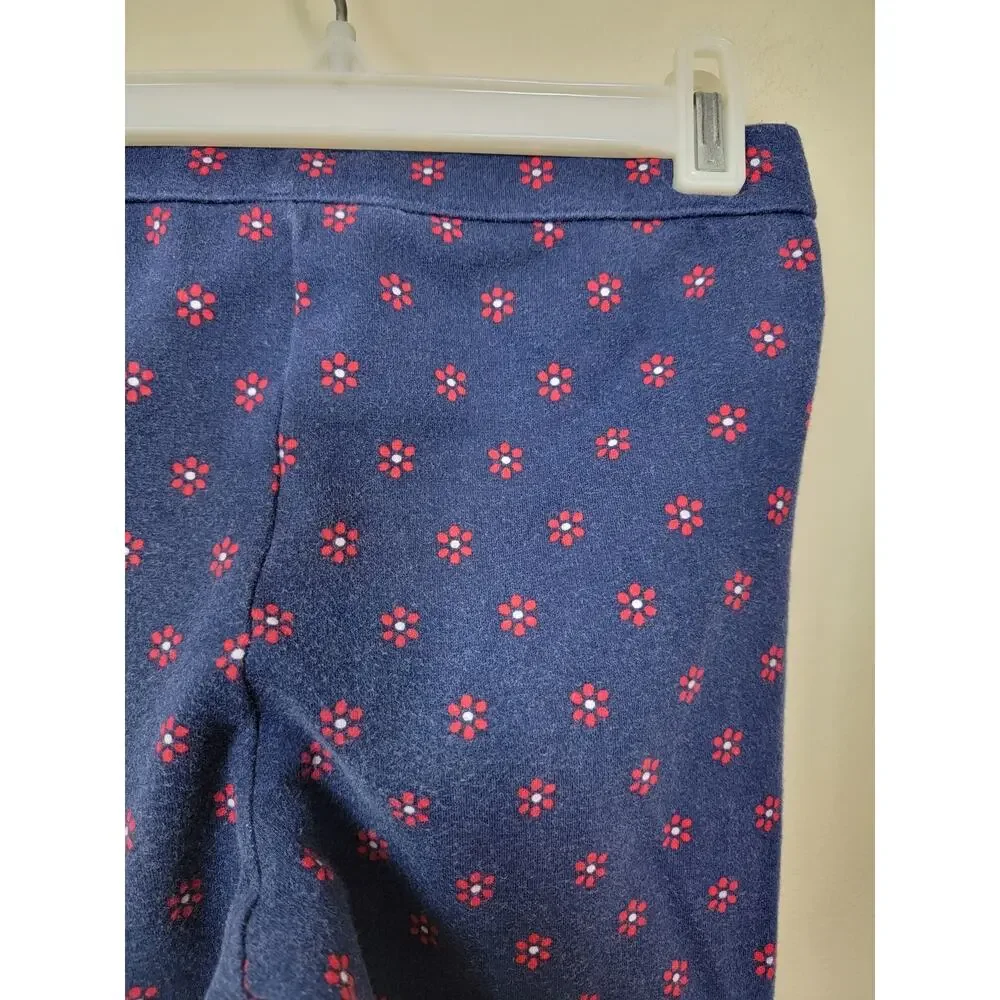 Janie and Jack Navy and Red Floral Girls Leggings Size 12